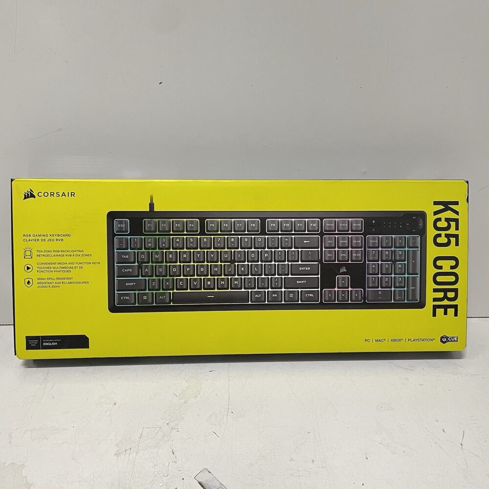 NEW Corsair K55 Core RGB Gaming Keyboard Black Light Up Keys CH-9226C65-NA
